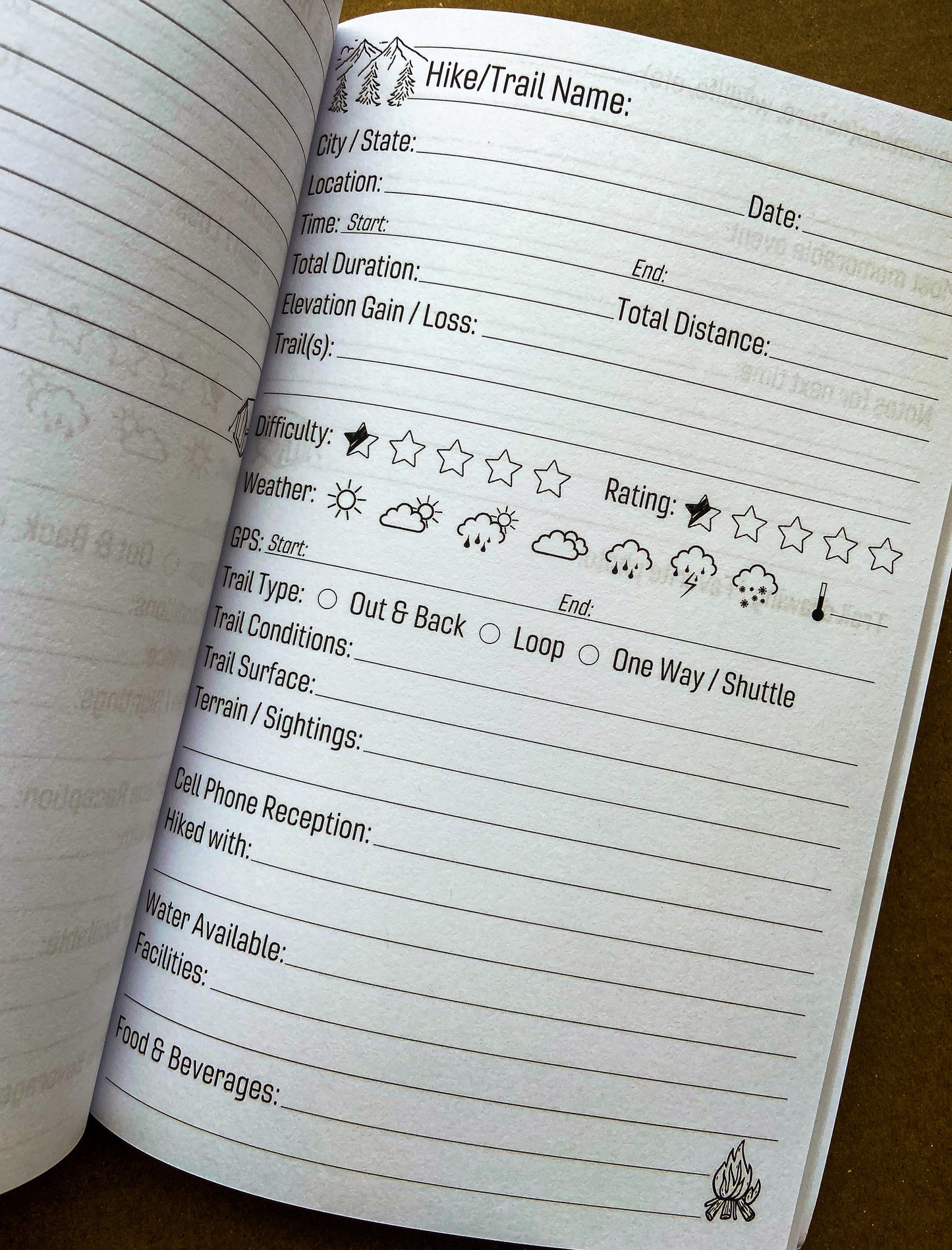 Hiking Log Notebook