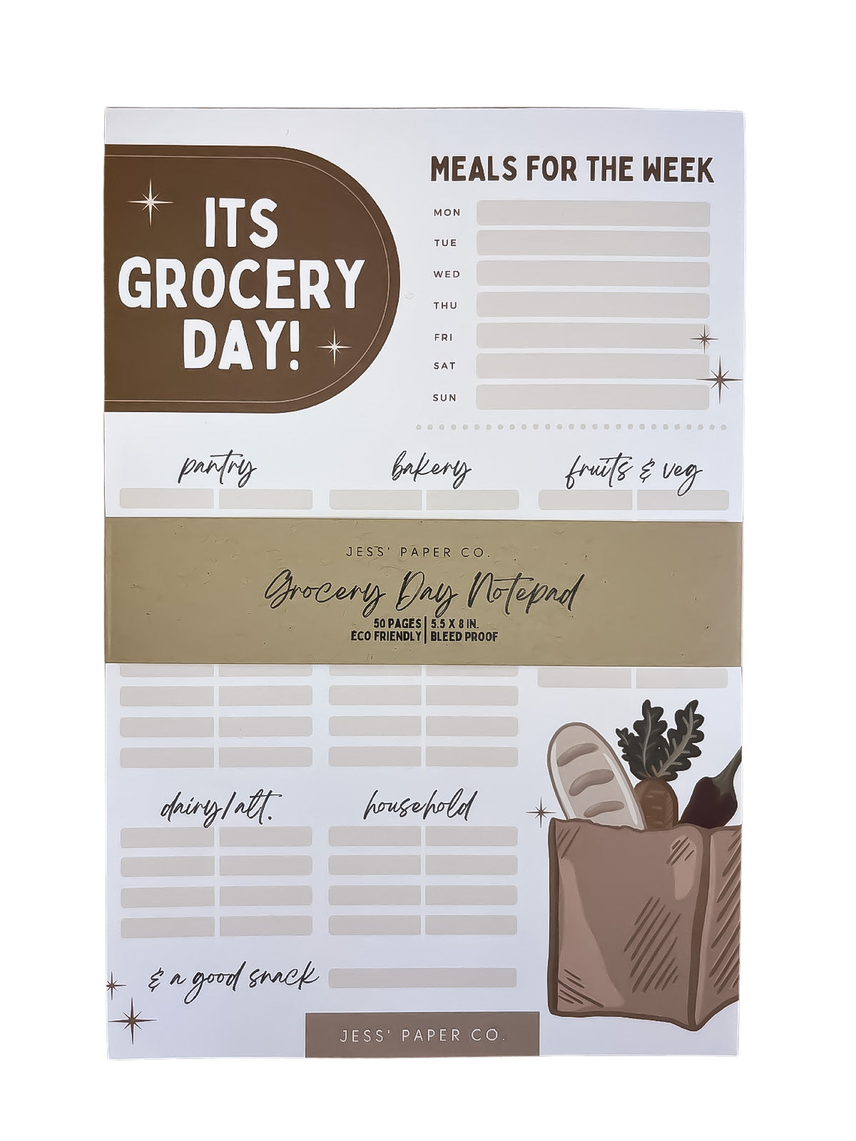 Grocery Meal Planner Notepad